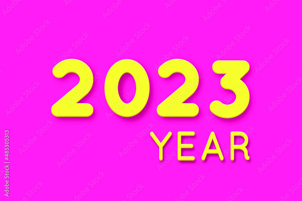 2023 year. pink Calendar with neon yellow text. Vector illustration.