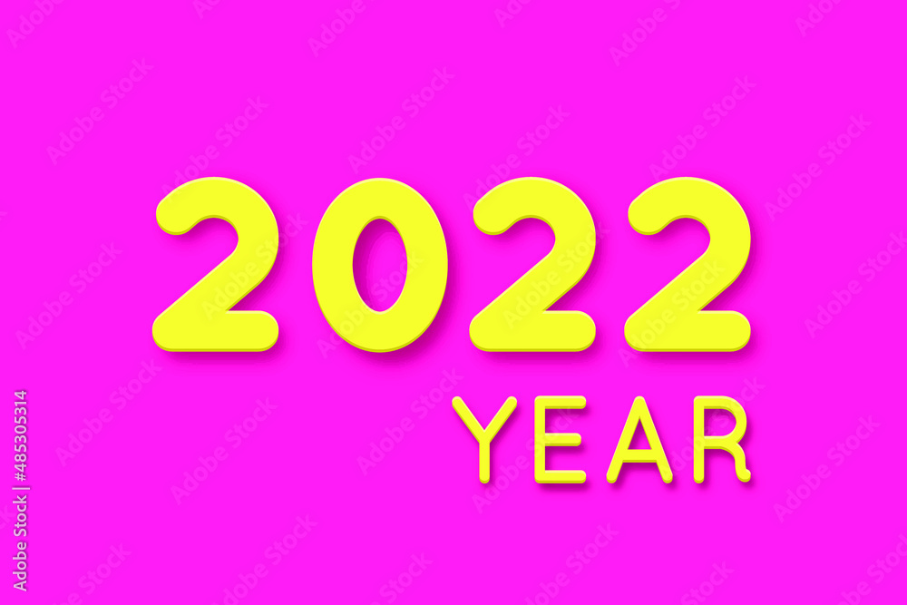 2022 year. pink Calendar with neon yellow text. Vector illustration.
