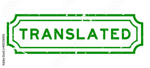 Grunge green translated word rubber seal stamp on white background