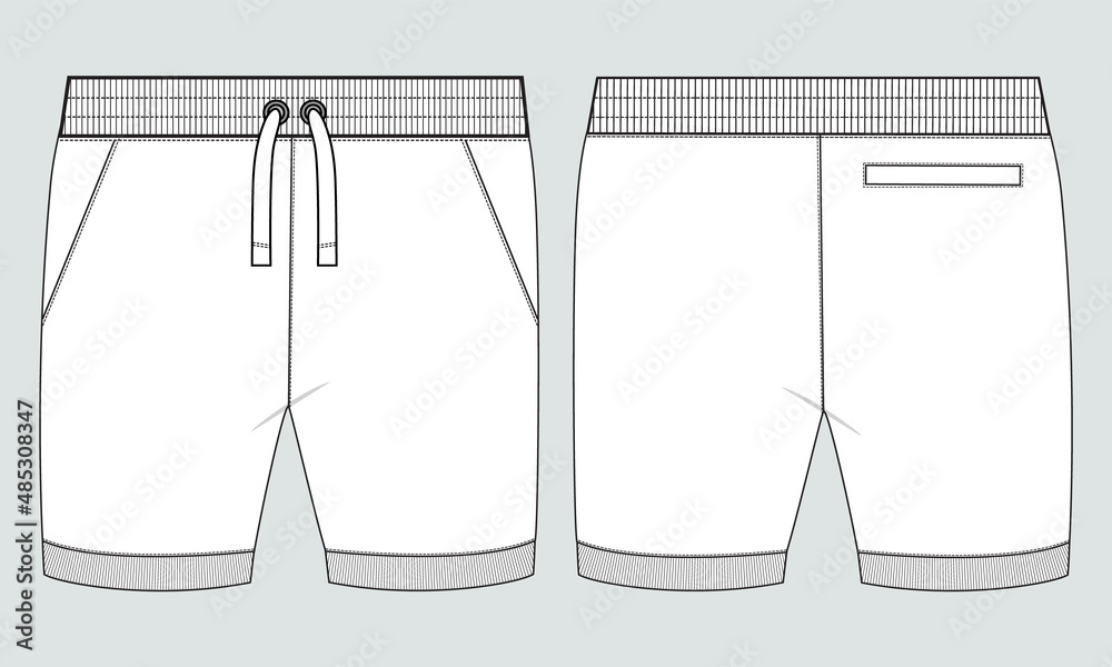 Shorts Pants Technical fashion flat sketch Vector illustration template ...