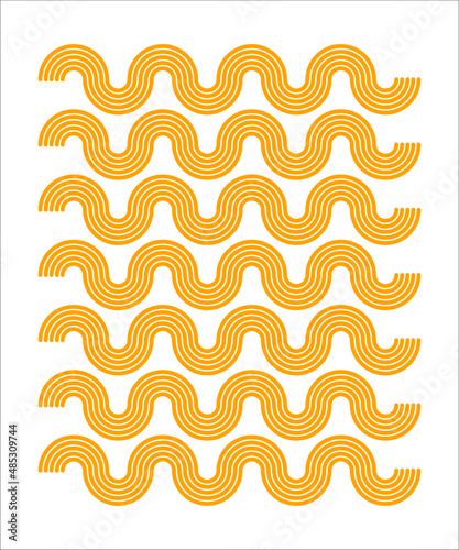 Paste background, element. Spaghetti wavy yellow and white pattern