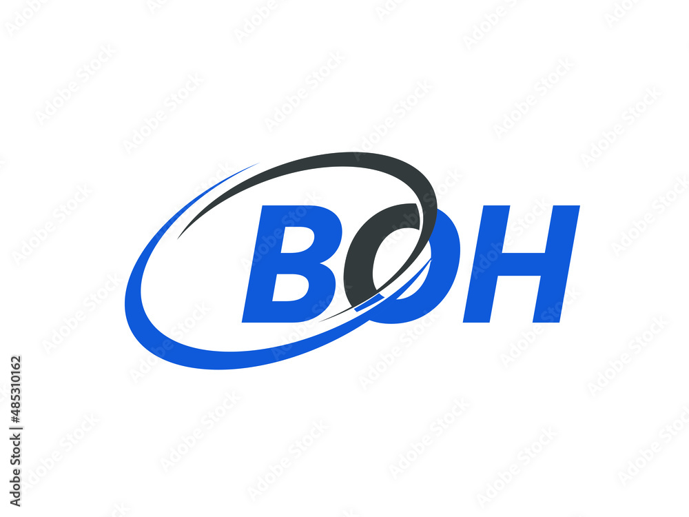 BOH letter creative modern elegant swoosh logo design