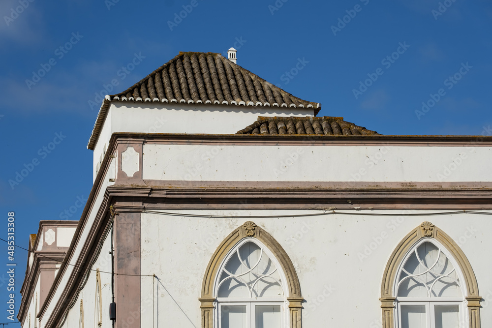 pediment and tiled roof in Tavira, Algarve, Portugal