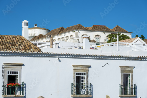 pediment and tiled roof in Tavira, Algarve, Portugal