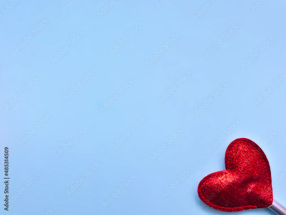 Fototapeta premium Red heart on blue background