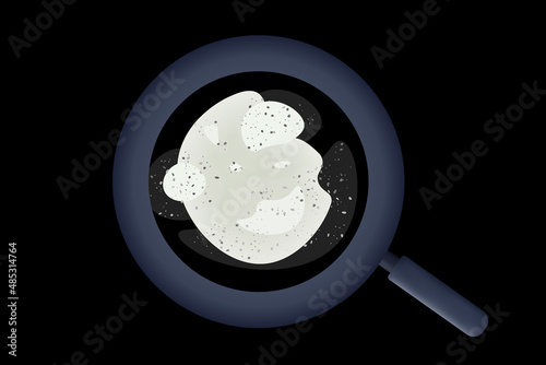 Exploring black mold. Black mildew spot. Search, detection of fungal stain. Wet and dirty area with toxic mildew. The texture of the moldy floor, ceiling, wall. Spread, damage of fungal spores. Vector