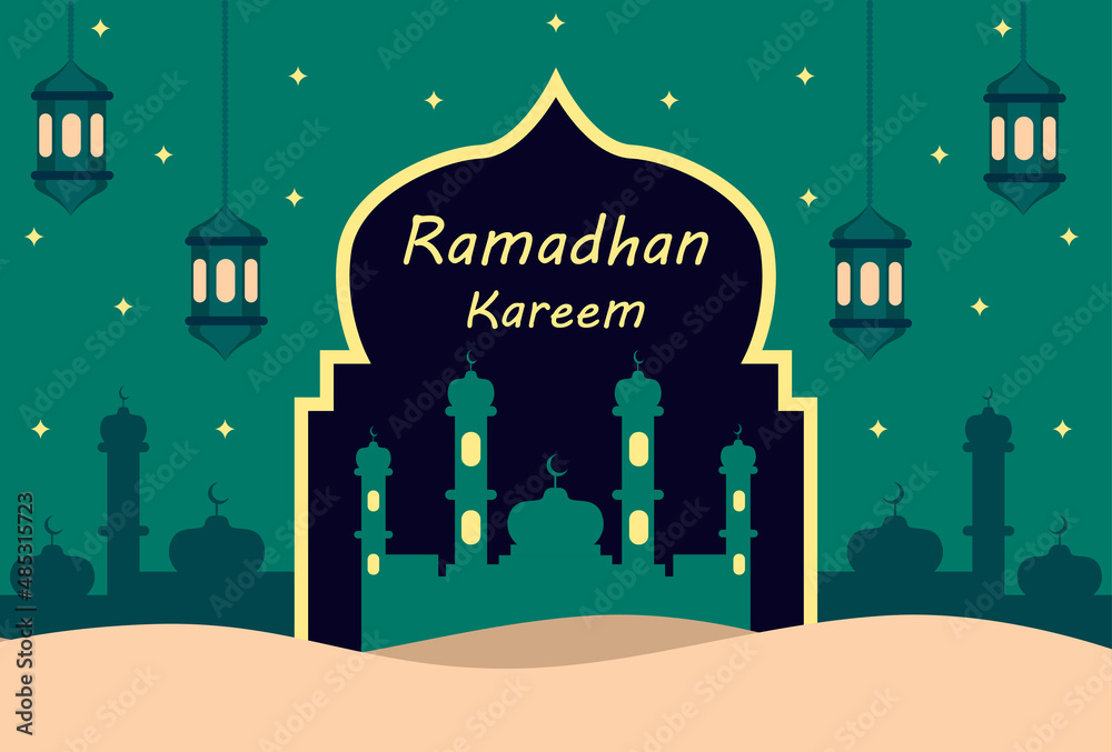 green ramadan kareem theme background. designs for banner and cover templates.