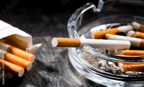 Composition with an ashtray and cigarettes