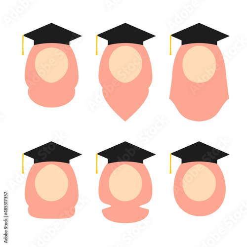 group of muslim girl on graduation day illustration