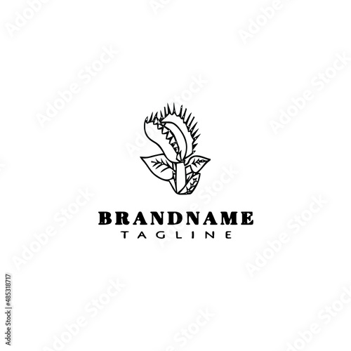 cute venus fly trap logo cartoon icon vector illustration
