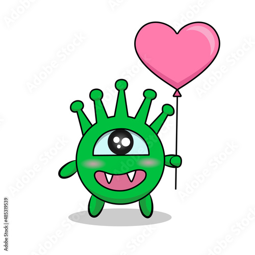Cute heart balloon coronavirus virus. Valentine's Day and COVID 19