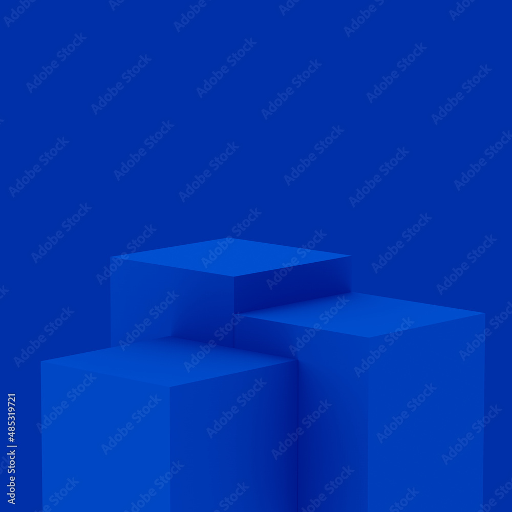 Abstract 3d blue cube and box podium minimal scene studio background. Abstract 3d blue cube and box podium minimal scene studio background.