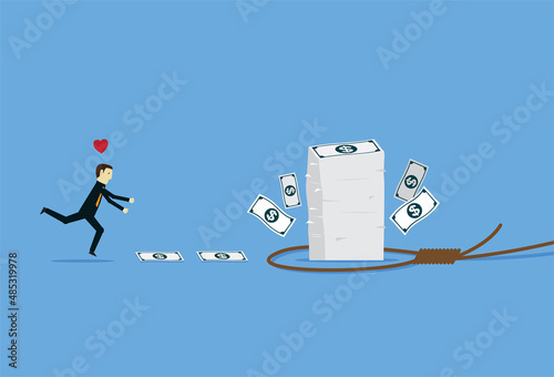Businessman with a financial trap that comes to tempt