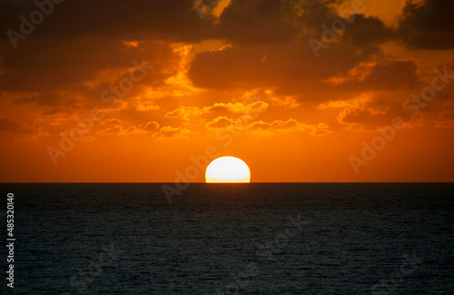 Sun appears above the horizon in the morning
