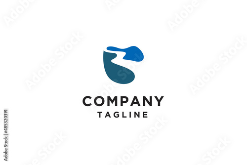 Abstract winding River logo design vector illustration.