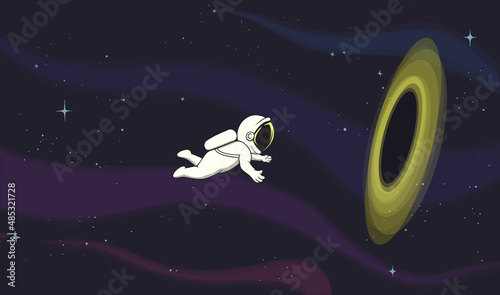 astronaut is being sucked into a black hole