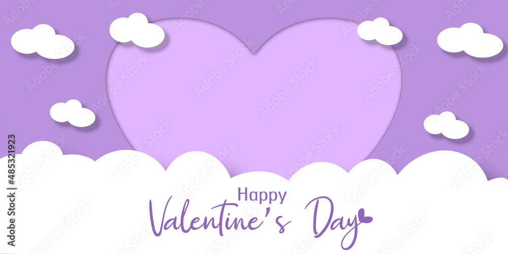 Happy Valentine`s Day greeting card with big heart in the middle. Romantic Gift background. Vector Illustration.