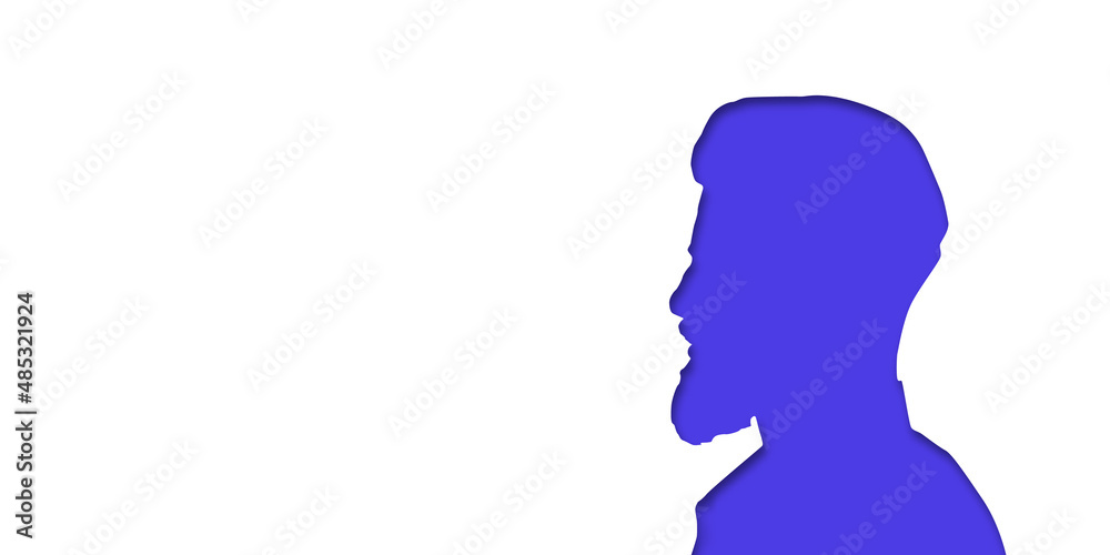 Guy or man headache concept. People silhouette. Vector medical illustration in paper cut style with shadow. mental health. Place for text. Copy space. Health care