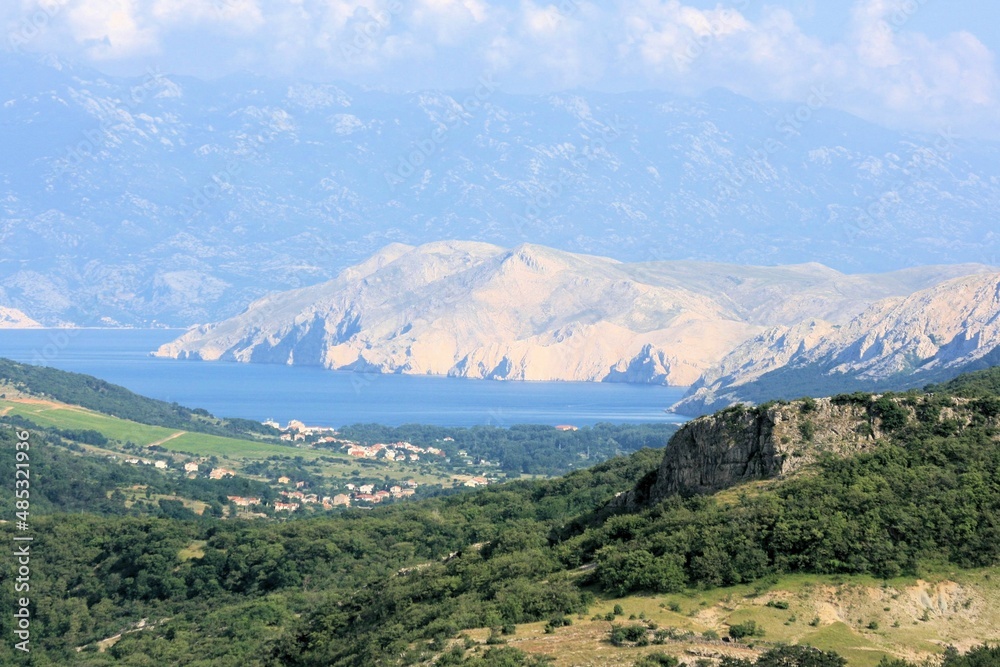 view on the island Prvic, while hiking, Baska, island Krk, Croatia