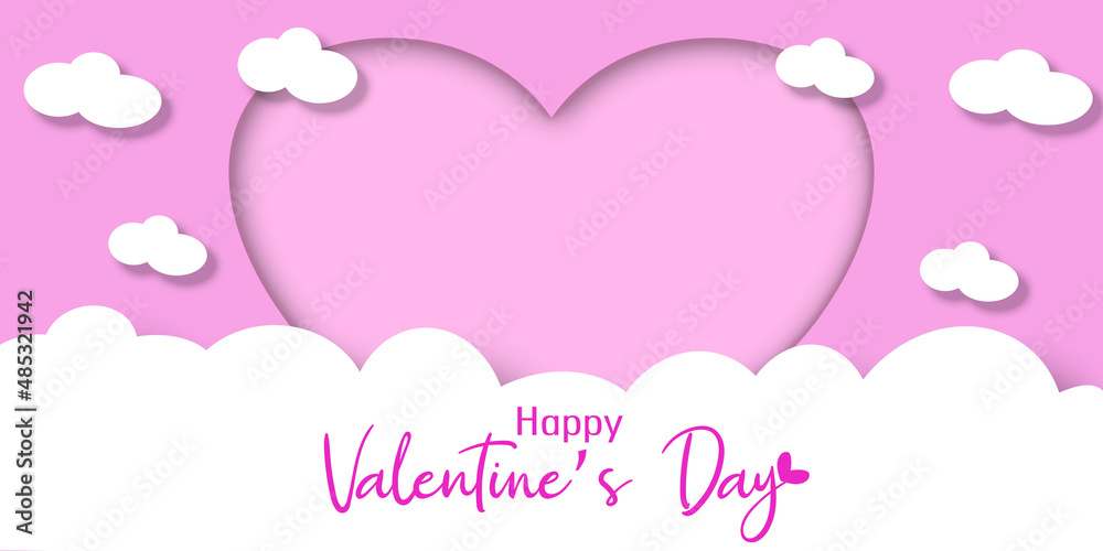 Happy Valentine`s Day greeting card with big heart in the middle. Romantic Gift background. Vector Illustration.