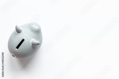 Piggy bank top view. Currency saving and investments concept