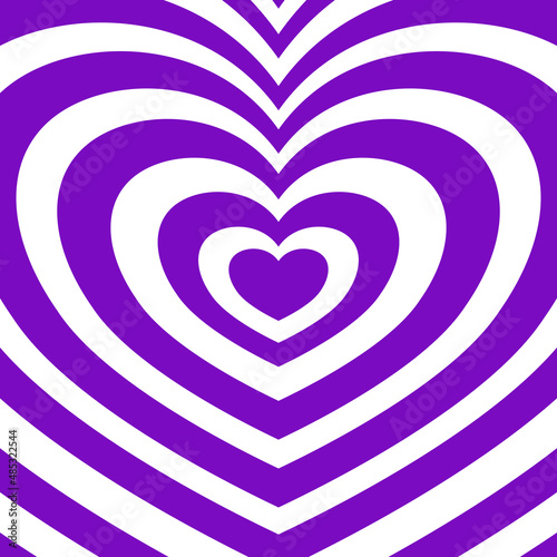Heart-shaped concentric stripes vector background. Girlish romantic surface design. Aesthetic hearts backdrop.