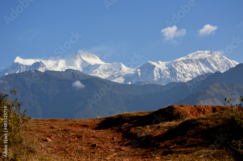 landscape of mountain Annapurna with sky