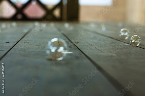 soap balls on the wooden floor