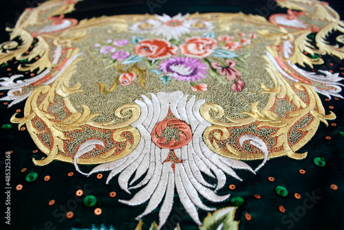 floral embroidered embroidery on velvet fabric