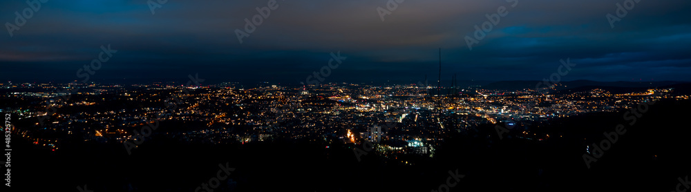 Naklejka premium Night city panorama of Stuttgart, Germnay, skyline