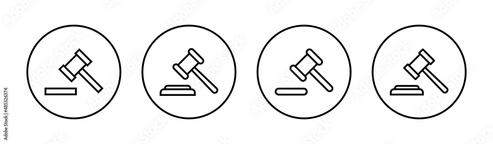 Gavel icons set. judge gavel sign and symbol. law icon. auction hammer Gavel icons set. judge gavel sign and symbol. law icon. auction hammer