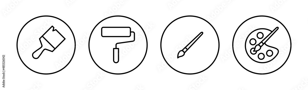 Paint icons set. paint brush sign and symbol. paint roller icon vector Paint icons set. paint brush sign and symbol. paint roller icon vector
