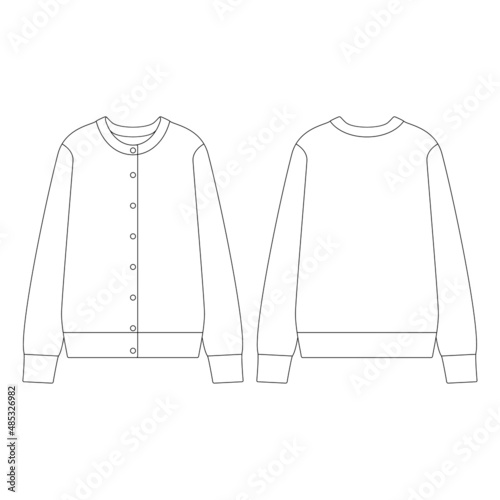 Template women crew neck cardigan vector illustration flat design outline clothing collection
