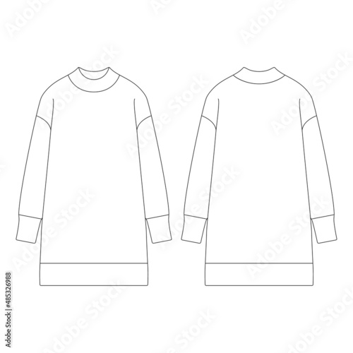 Wallpaper Mural Template women neck tunic jumper vector illustration flat design outline clothing collection Torontodigital.ca