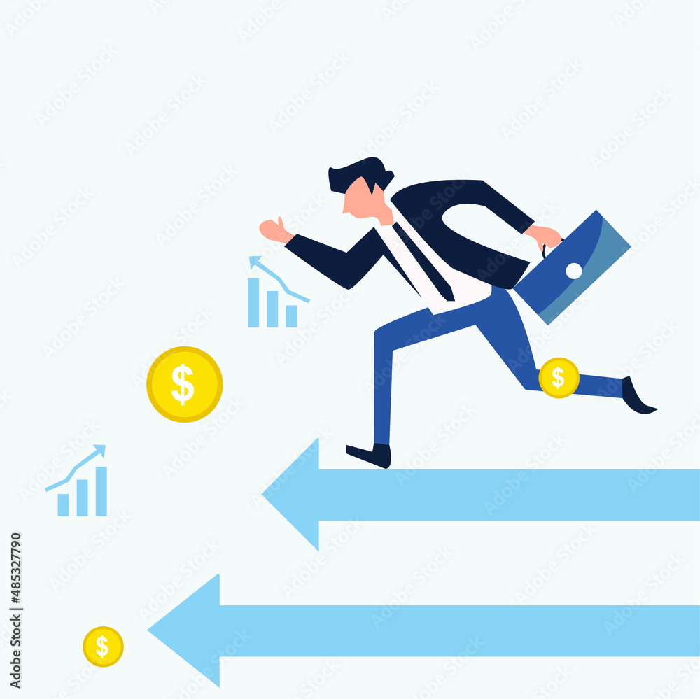 flat illustration of success in achieving business targets running and winning awards and prizes for achievements in work and business