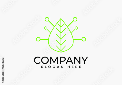 Green Technology logo designs concept vector, Leaf technology logo, leaf Logo