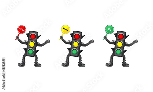 illustration of traffic light cartoon with traffic sign