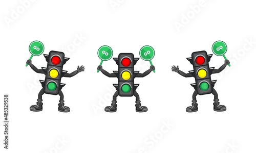 illustration of traffic light cartoon with traffic sign