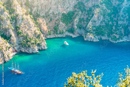 Fototapeta Naklejka Na Ścianę i Meble -  Beautiful view of Butterfly Valley. Butterfly Valley (Turkish: Kelebekler Vadisi) is a valley in Fethiye district of Mugla Province, southwestern Turkey, which is home to diverse butterfly species.