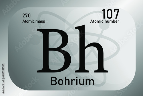Vector illustration of a sign, symbol of the Bohrium atom, an element of the periodic table.