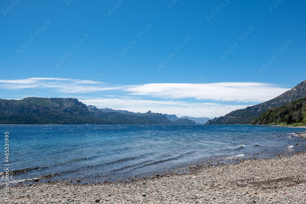 Beach in nature. Lake in the mountains.
Beach in nature. Lake in the mountains.