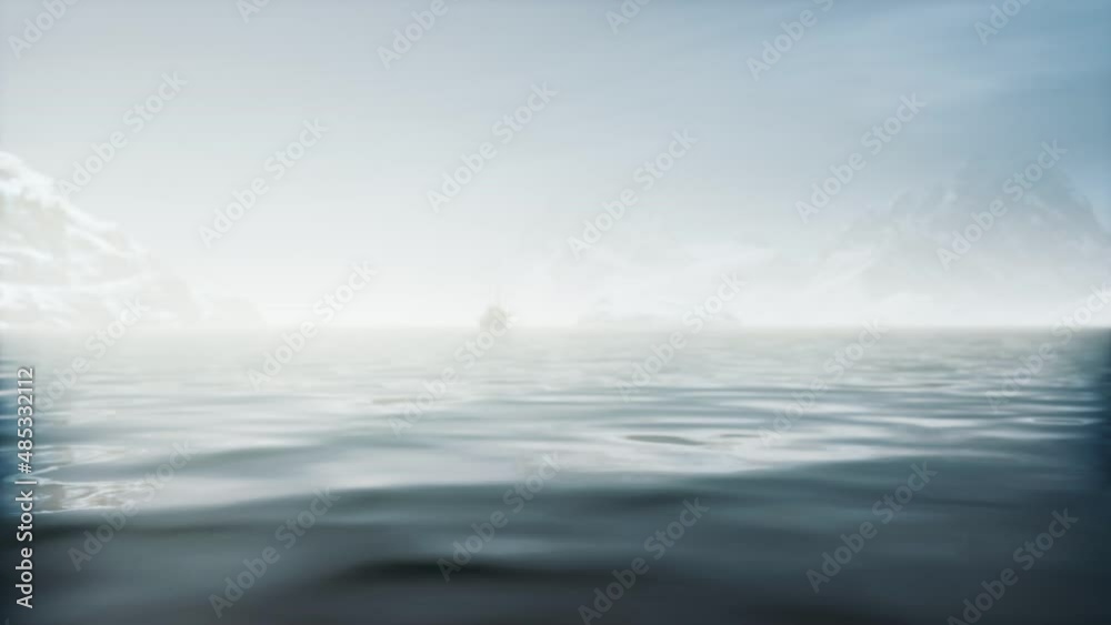 snow covered mountains in northern ocean