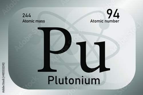 Vector illustration of a sign, symbol of the Plutonium atom, an element of the periodic table.