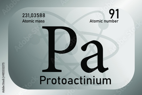 Vector illustration of a sign, symbol of the Protoactinium atom, an element of the periodic table.