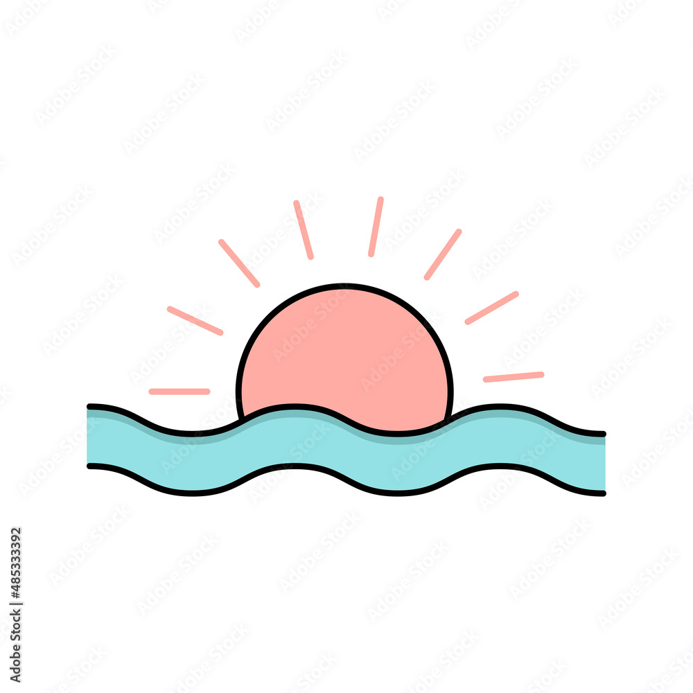 Summer sunset sunrise icon vector