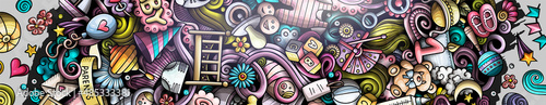 Baby hand drawn doodle banner. Cartoon vector detailed flyer.
