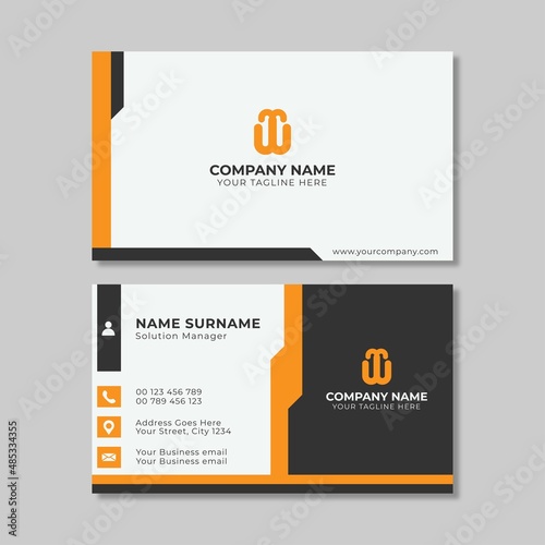 White Black and Orange creative modern name card and business card template