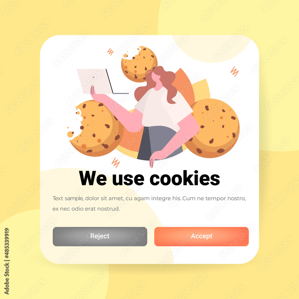 businesswoman holding cookie protection of personal information internet web pop up we use cookies policy notification