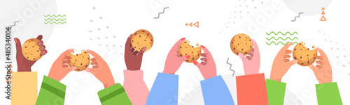 people hands holding cookie protection of personal information internet web pop up we use cookies policy notification