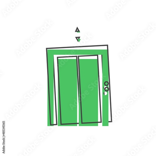  Elevator vector icon with button on white isolated background.Layers grouped for easy editing illustration. For your design.